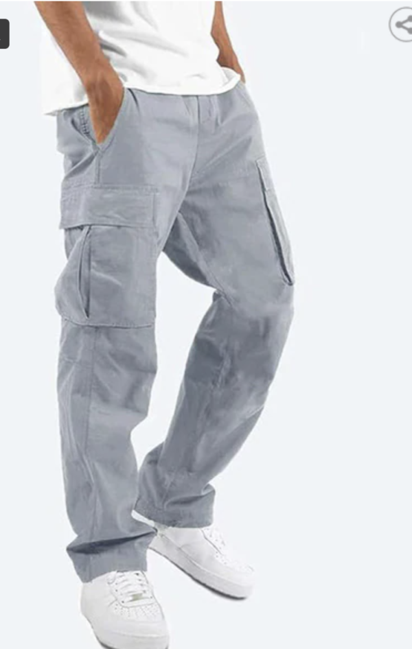Men Relaxed Fit Cargo Pants (GREY)